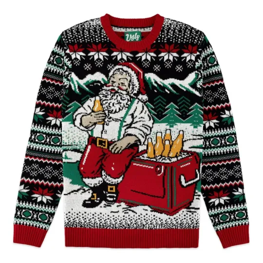 Discover The Ugly Sweater Co Ugly Christmas Sweater Santa Drinking Beer Men's Size Medium