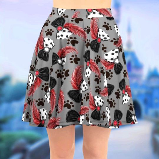 Discover Cruella Bows Running Women's Skater Skirt