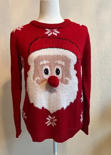 Discover Brand NEW with tags!!! Ugly Sweater Red nose Santa Face (Medium)