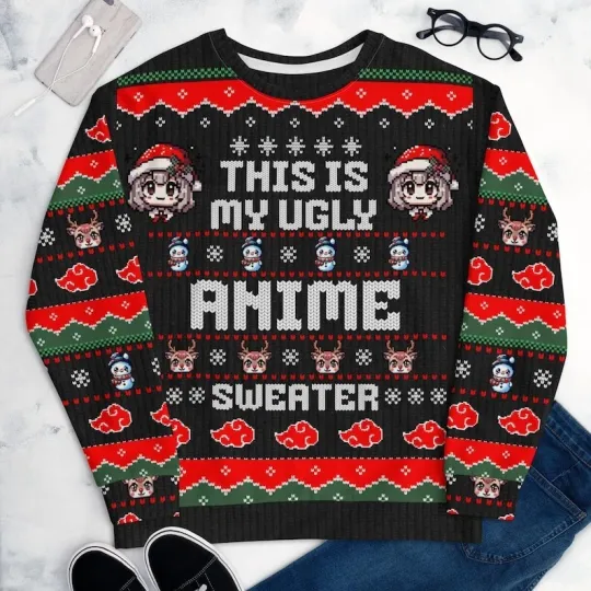 Discover BG Anime "Ugly Christmas Sweater" Sweatshirt - This Is My Ugly Anime Sweater