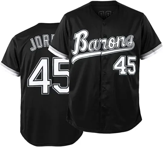 Discover Tocament Birmingham Barons Michael Jordan 45 Baseball Jersey Black Size LARGE