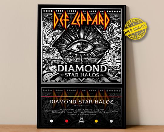 Discover Def Leppard Poster | Diamond Star Halos Poster | Album Poster Prints | Wall Decor Posters | Album Cover | Rock Music Poster
