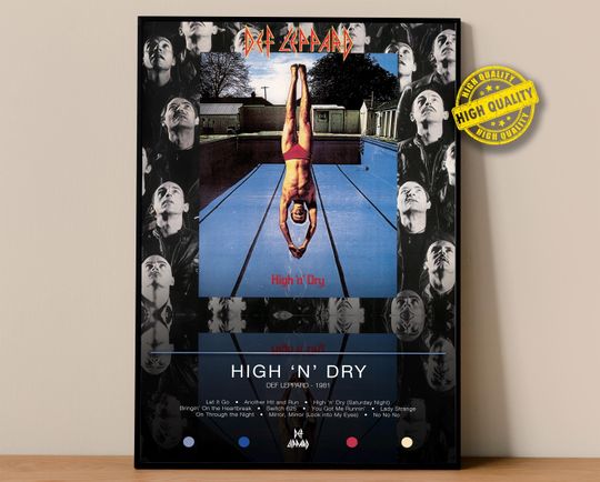 Discover Def Leppard Poster | High 'N' Dry Poster | Album Poster Prints | Wall Decor Posters | Album Cover | Rock Music Poster