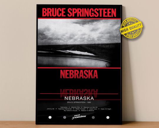 Discover Bruce Springsteen Poster | Nebraska Poster | Album Poster Prints | Wall Decor Posters | Album Cover | Rock Music Poster
