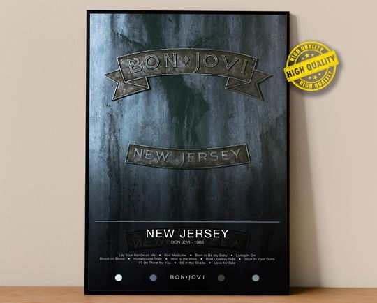 Discover Bon Jovi Poster | New Jersey Poster | Album Poster Prints | Wall Decor Posters | Album Cover | Rock Music Poster