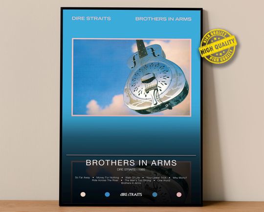 Discover Dire Straits Poster | Brothers In Arms Poster | Album Poster Prints | Wall Decor Posters | Album Cover | Rock Music Poster
