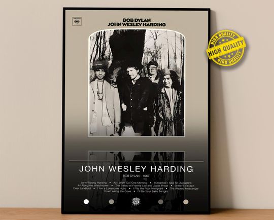 Bob Dylan Poster | John Wesley Harding Print | Album Poster Prints | Wall Decor Posters