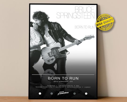 Bruce Springsteen Poster | Born To Run Poster | Album Poster Prints | Wall Decor Posters
