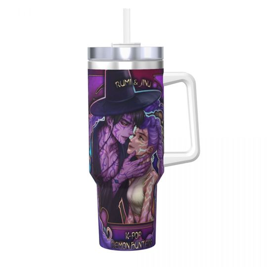 Discover Stainless Steel Tumbler Kpop Demon Hunters Rumi & Jinu Coffee Mug Insulated Hot Drinks Mugs Cup Driving Printed Water Bottle
