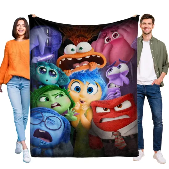 Discover Inside Out Flannel Blanket, Disney Movie Cartoon Happy Fleece Blanket