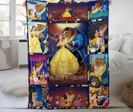 Discover Disney Beauty And The Beast Belle Princess Collage Customize Fleece Blanket