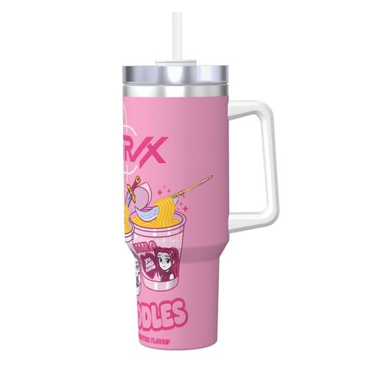 KPop Demon Hunters Stainless Steel Tumbler Cup Noodles Travelist Coffee Mug With Straws and Lid Large Capacity Car Mugs