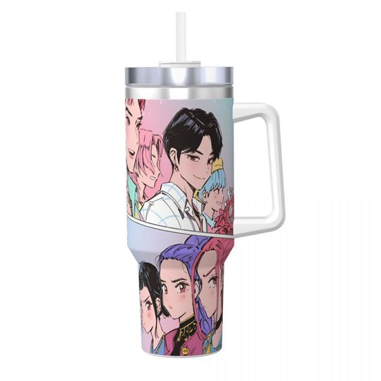 KPop Demon Hunter Stainless Steel Tumbler Driving Car Mugs Large Coffee Mug Leakproof Cold Drink Milk Tea Water Bottle