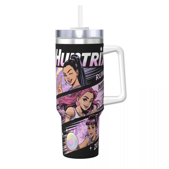 KPop Demon Hunters Tumbler Rumi Mira Zoey Hot Drinks Water Bottle Keep Heat Stainless Steel Thermal Mug Printed Beach Mugs Cup
