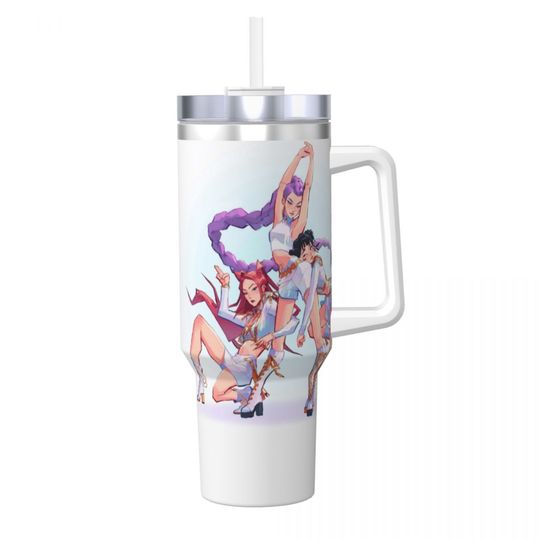 Kpop Demon Hunters Huntrix Stainless Steel Tumbler Camping Thermal Mug With Straws and Lid Large Capacity Car Mugs Water Bottle