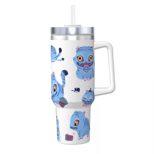 KPop Demon Hunters Stainless Steel Tumbler tiger Camping Thermal Mug With Straws Lid Large Mugs Cup Cold and Hot Water Bottle