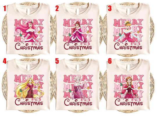 Discover Disney Princess Christmas Shirt, Besties Christmas Matching Shirt, Disney Princess Santa Shirt,  Disney Christmas Girl Tee AXIJ04