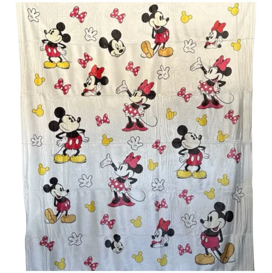 Discover Disney Mickey & Minnie Mouse Fleece Throw Blanket 50x60 Gray Red Yellow