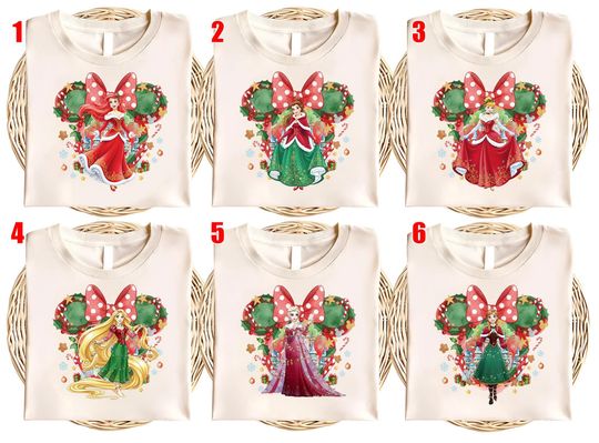 Discover Disney Princess Christmas Shirt, Minnie Ears Xmas Shirt, Disney Girls Trip Xmas Tee, Disney Bad Witches Villains Tee AXIJ01