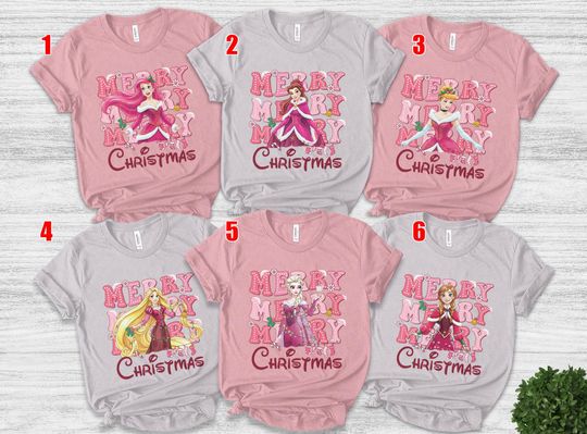 Discover Disney Princess Christmas Shirt, Besties Christmas Matching Shirt, Disney Princess Santa Shirt,  Disney Christmas Girl Tee AXIJ04