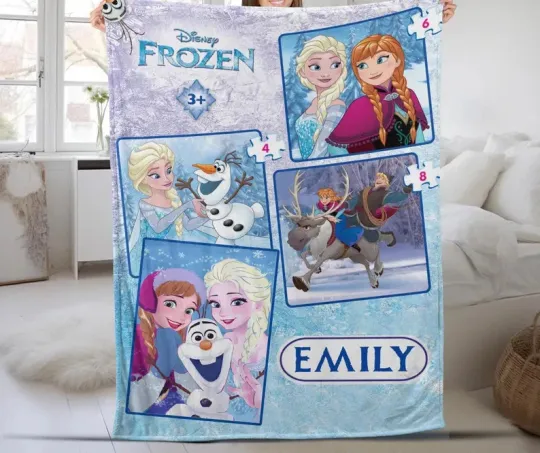 Discover Disney Frozen Princess Elsa & Anna Cute Scenes Customize Fleece Blanket