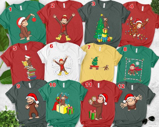 Discover Curious George Christmas Shirt, Custom Curious George Boy Shirt, Curious George Mood Shirt, Disney Family Christmas Shirt, Disneyland UM3O01