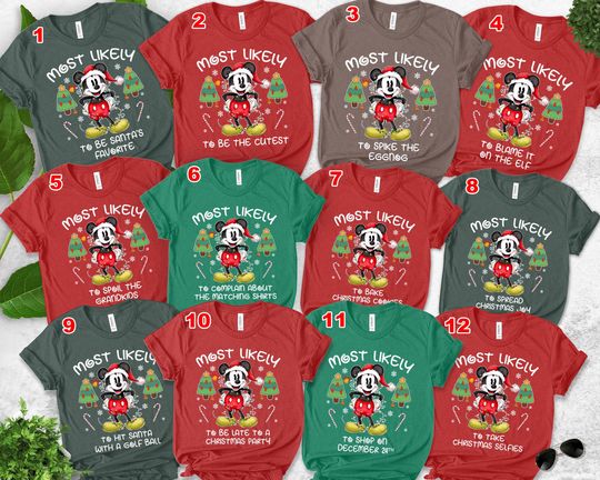 Discover Disney Christmas Most Likely To Shirt, Disneyworld Christmas All Characters Shirt, Disney Christmas Shirt, Mickey and Friends Xmas UM4U15