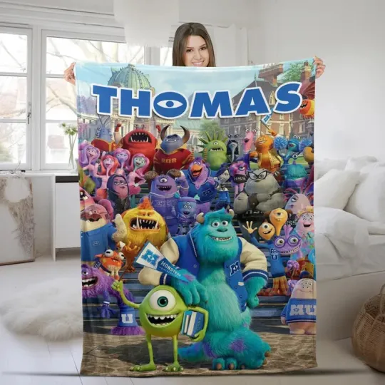 Disney Monsters University Characters Birthday Gift Customize Fleece Blanket