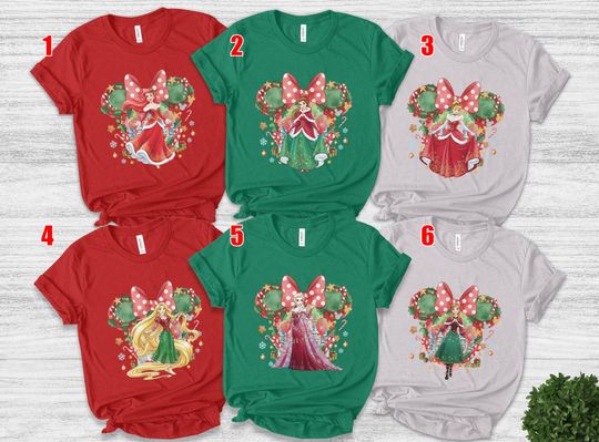 Discover Disney Princess Christmas Shirt, Minnie Ears Xmas Shirt, Disney Girls Trip Xmas Tee, Disney Bad Witches Villains Tee AXIJ01