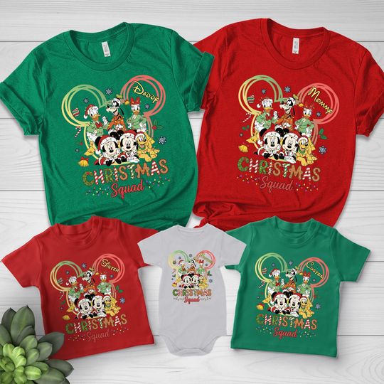 Discover 2025 Disney Christmas Shirt, Personalized Disney Christmas Shirt, Disney Christmas Family Shirt, Custom Disney Christmas Squad Shirt AXII01