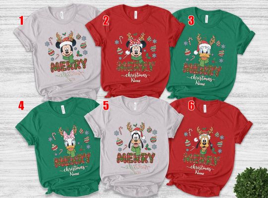 Discover Custom Disney Family Christmas Shirt, Christmas Tees, Personalized Disney Character Christmas Shirt, 2025 Mickeys Very Merry Shirt AXII03