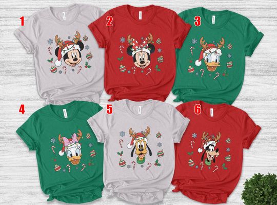 Discover Disney Mickey and Friends Christmas Family Matching Shirt, All Characters Disneyland Xmas Tee, Family Christmas Matching Shirt AXII02