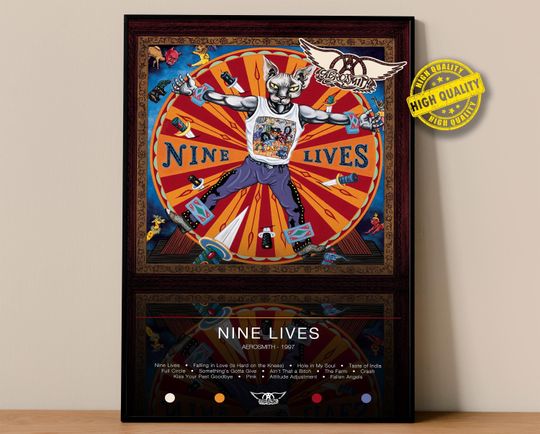 Discover Aerosmith Poster | Nine Lives Poster | Album Poster Prints | Wall Decor Posters | Album Cover | Rock Music Poster