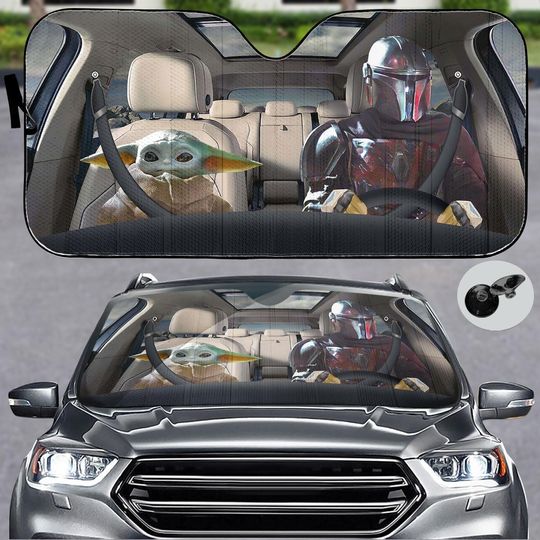 Discover Mandalorian Baby Yoda Car Sunshade, Funny Star Wars Windshield Cover, Baby On Board Sun Shade, Grogu Auto Shield Gift