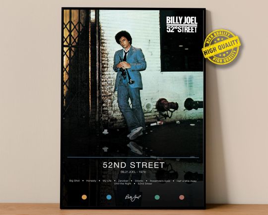 Billy Joel Poster | 52nd Street Poster | Album Poster Prints | Wall Decor Posters