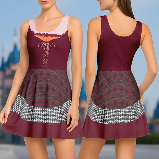 Halloween Mary Sanderson Costume, Adult Mary Sanderson Dress, Disney Hocus Pocus Movie Cosplay Dress, Witch Horror Costume Dress For Ki