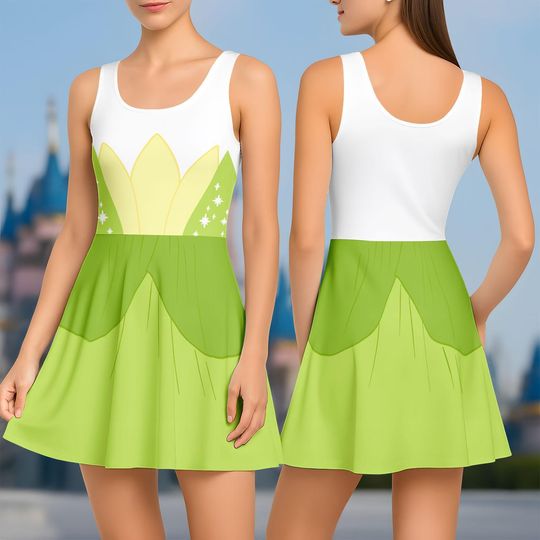 Princess Tiana Dress Costume, Disney Tinker Bell Cosplay Dress For Kids, Tiana Girls Costume, Disney Bound Cosplay Costume