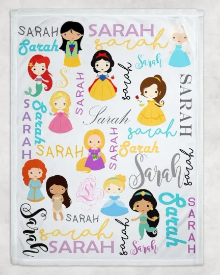 Discover Personalized Cartoon Disney Princess, Personalized Princess Name Fleece Blanket