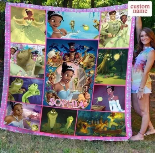 Discover Personalized Disney Princess Tiana Blanket, The Frog & Princess Fleece Blanket