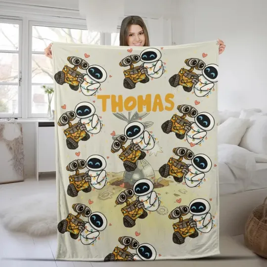 Discover Disney Wall-E And Eve Love Coupe Customize Fleece Blanket