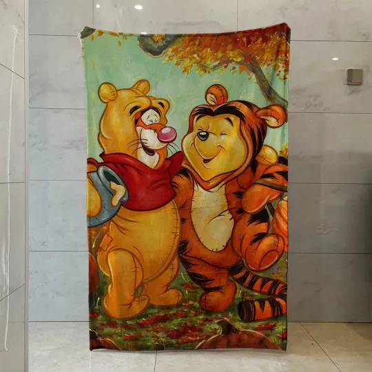 Discover Disney Halloween Blanket Mickey Friends Pumpkins Fleece Blanket