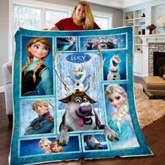 Discover Personalized Disney Frozen Fleece Blanket, Elsa and Anna Blanket, Custom Name