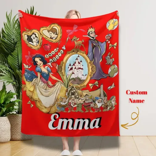 Discover Personalized Disney Princess Blanket, Custom Snow White Blanket, Fleece Blanket