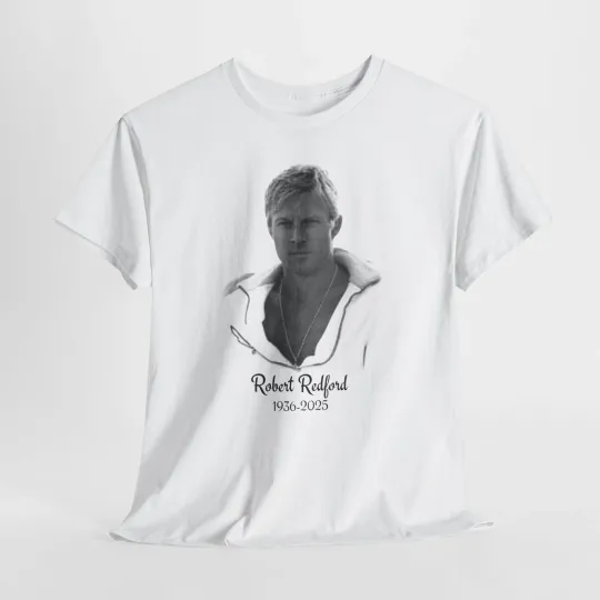 Discover Robert Redford Memorial T-Shirt, RIP Tribute Shirt, Unisex Cotton Tee, In Memory