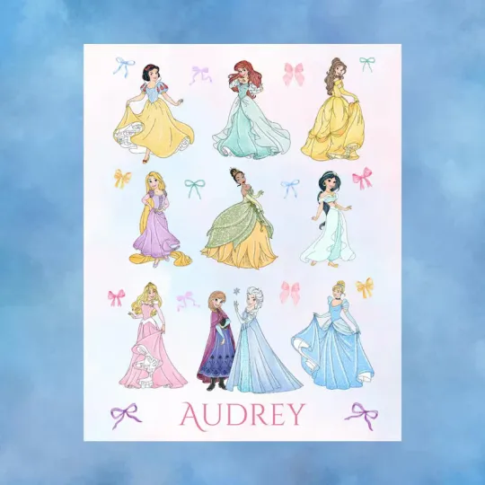 Discover Personalized Disney Princess Bows Custom Name, Disney Princess Fleece Blanket