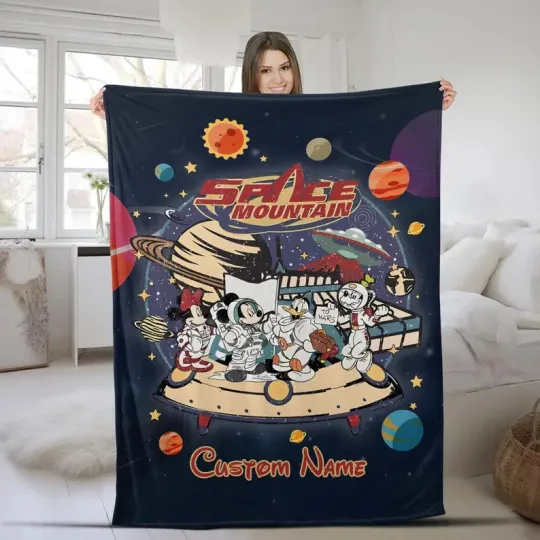 Discover Disney Mickey And Friends Space Mountain Graphic Customize Fleece Blanket