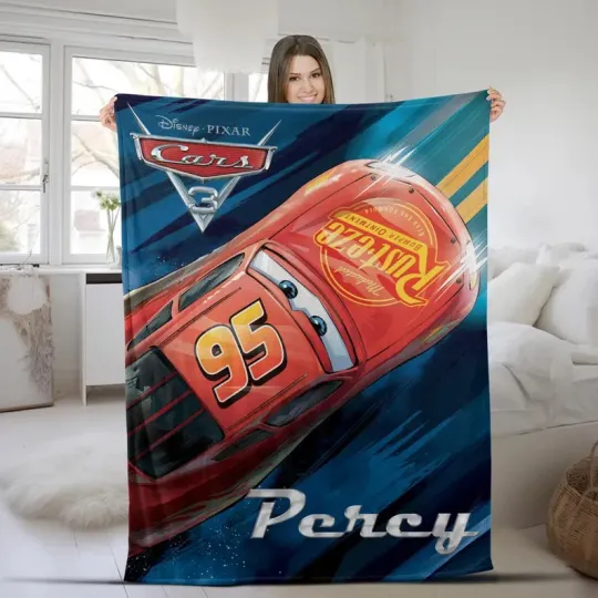Discover Disney Cars 3 Lightning McQueen Photo Customize Fleece Blanket