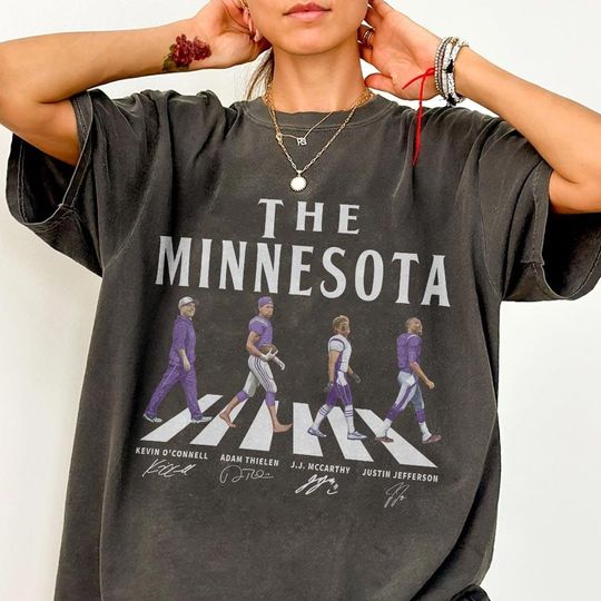 Discover Minnesota Walking Road Signatures Football Shirt, Justin Jefferson Gift For Fan Football Unisex