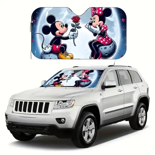 Discover Disney Mickey Car Sunshade, UV Protection & Heat Reflector for Windshield