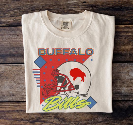 Discover 90s Retro Buffalo Vintage style Football Shirt, Game Day Tee for Fans of WNY, Blue White Red Bills Gift